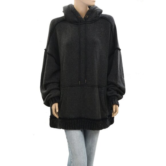 Free People We The Free Stand Up Hoodie Top Oversized Pullover Solid L 276612 - Picture 7 of 11